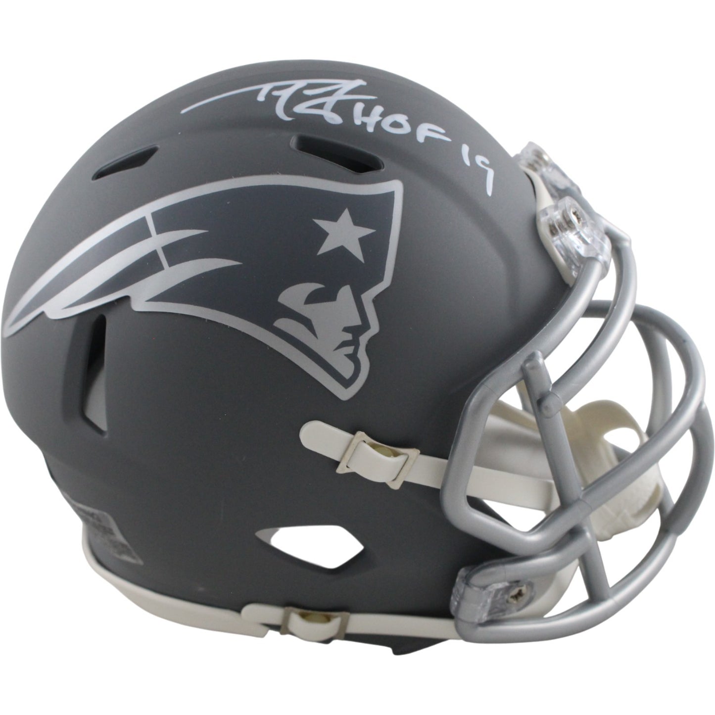 Ty Law New England Patriots Signed Slate Mini Helmet (HOF Inscription)