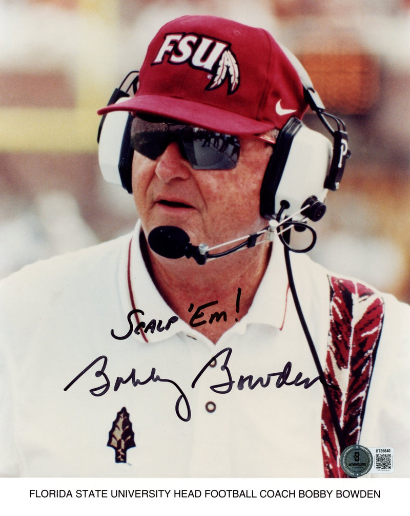 Bobby Bowden Signed Florida State Seminoles 8x10 Photo Scalp Em