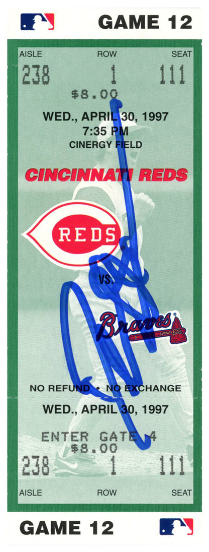 Deion Sanders Signed Cincinnati Reds vs. Braves 1997 Ticket Stub BAS