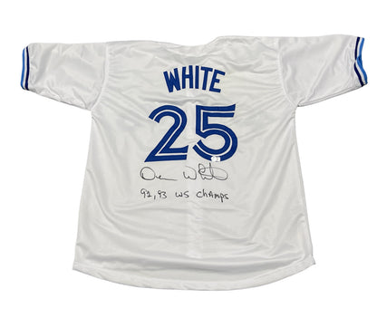 Devon White Autographed Toronto Blue Jays Custom Jersey (92-93 WSC) Beckett