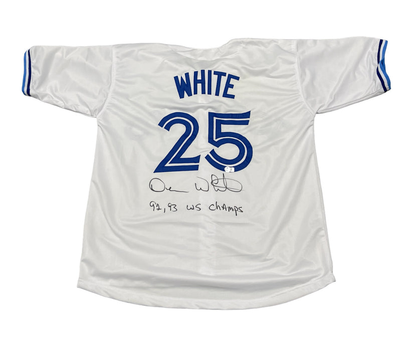 Devon White Autographed Toronto Blue Jays Custom Jersey (92-93 WSC) Beckett