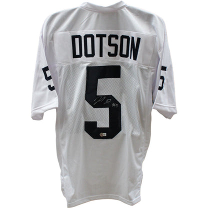 Jahan Dotson Autographed White College Style Jersey (BAS COA)