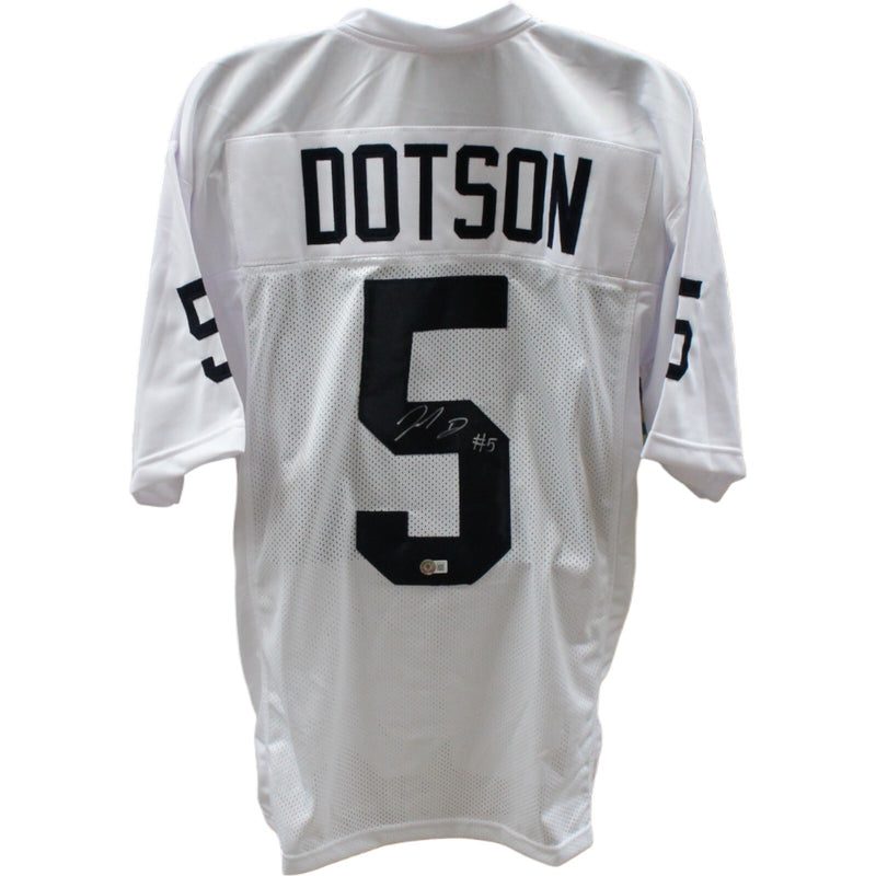 Jahan Dotson Autographed White College Style Jersey (BAS COA)