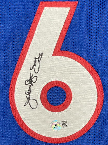 Julius Erving Signed Philadelphia 76ers Custom Jersey Dr J Inscription BAS