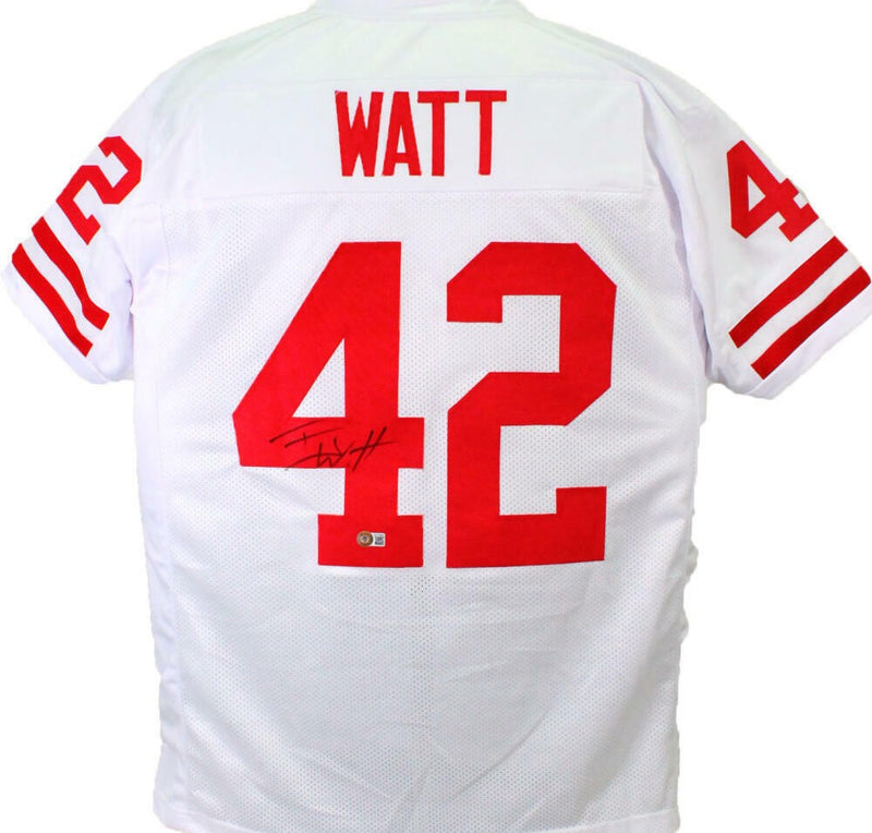 T.J. Watt Signed Wisconsin Badgers Style Custom White Jersey