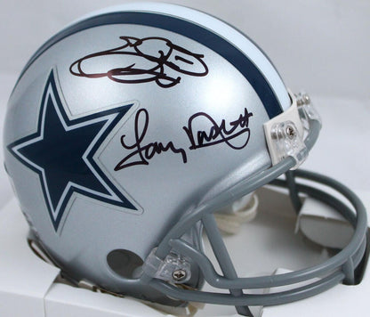 Emmitt Smith & Tony Dorsett Signed Dallas Cowboys Mini Helmet