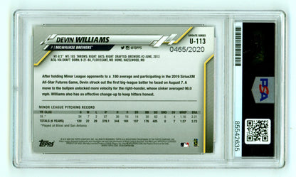 Devin Williams 2020 Topps Update Gold Signed Rookie Card PSA Authentic
