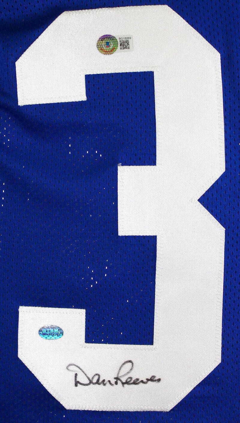 Dan Reeves Signed Blue Custom Football Jersey