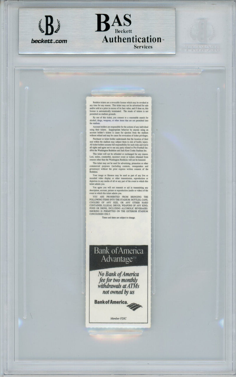 Champ Bailey Signed Washington Redskins 1999 NFL Debut Ticket Stub BAS Slabbed