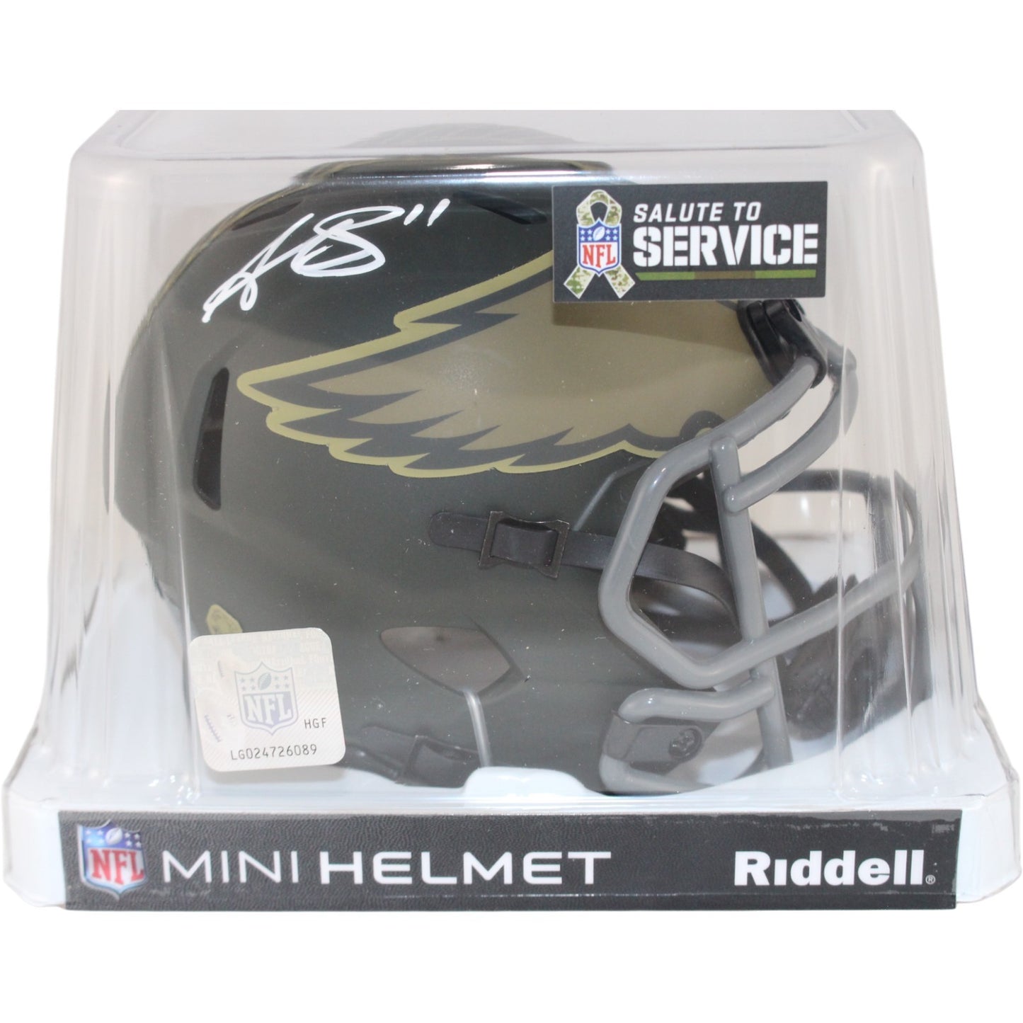 AJ Brown Signed Philadelphia Eagles 2025 Salute to Service Mini Helmet
