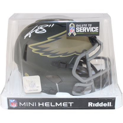 AJ Brown Signed Philadelphia Eagles 2025 Salute to Service Mini Helmet