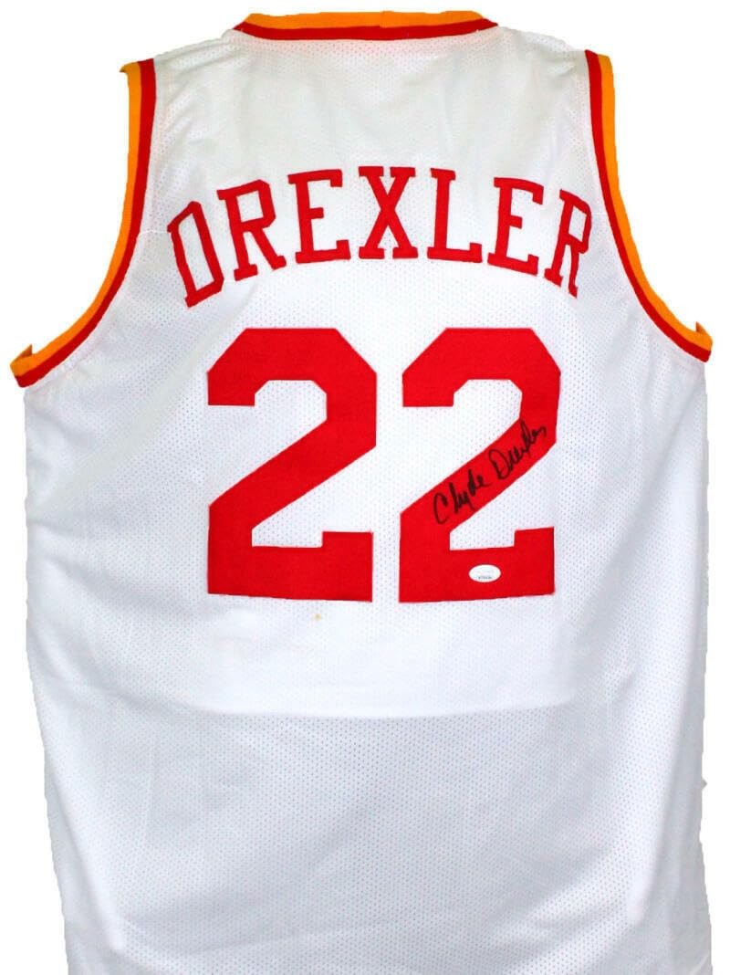 Clyde Drexler Autographed White Custom Jersey