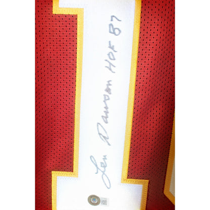 Len Dawson Autographed Red Kansas City Style Jersey