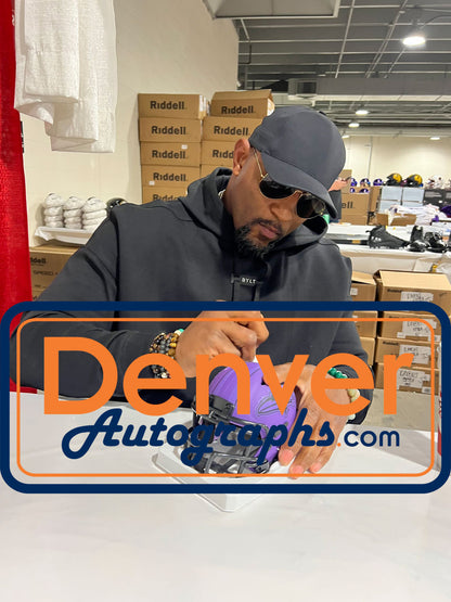 Ray Lewis Signed Baltimore Ravens Rave Mini Helmet Beckett COA
