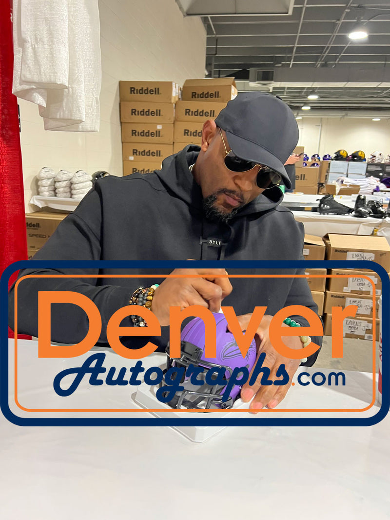 Ray Lewis Signed Baltimore Ravens Rave Mini Helmet Beckett COA