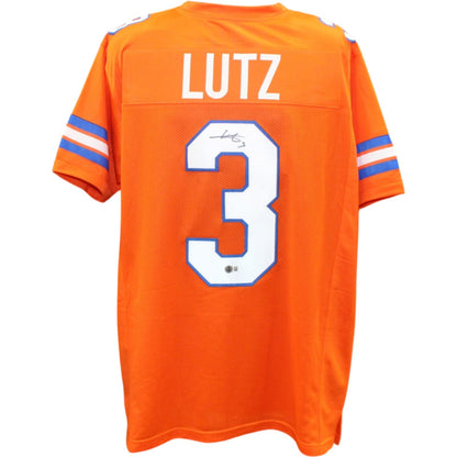 Wil Lutz Autographed Orange Throwback Custom Jersey (Beckett Witnessed)