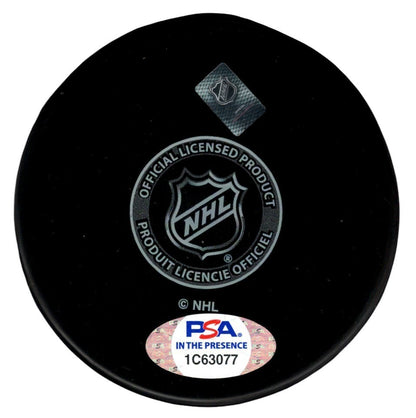 Billy Smith Signed New York Islanders Logo Puck (1982 Vezina) PSA ITP