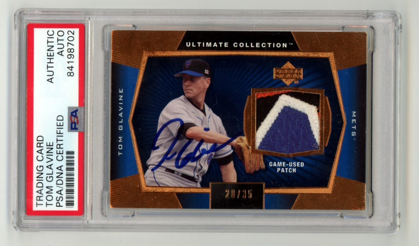 Tom Glavine Signed 2003 Upper Deck Ultimate Collection Patch Card #/35 PSA