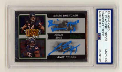 Brian Urlacher & Lance Briggs Signed Card 2021 Panini Classics PSA 9.5