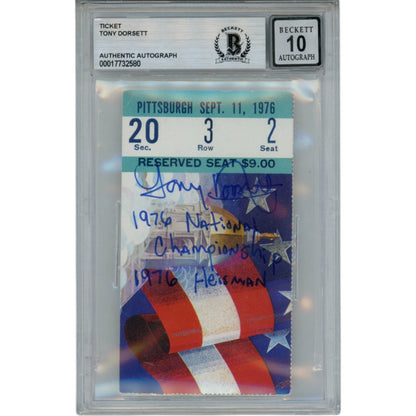 Tony Dorsett Signed Pittsburgh Panthers 1976 Ticket Stub (2 Inscriptions)