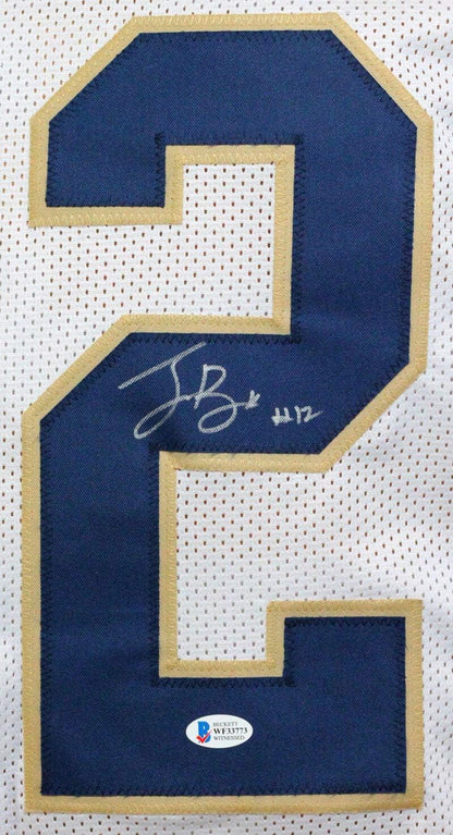 Ian Book Autographed Notre Dame Style Custom White Jersey