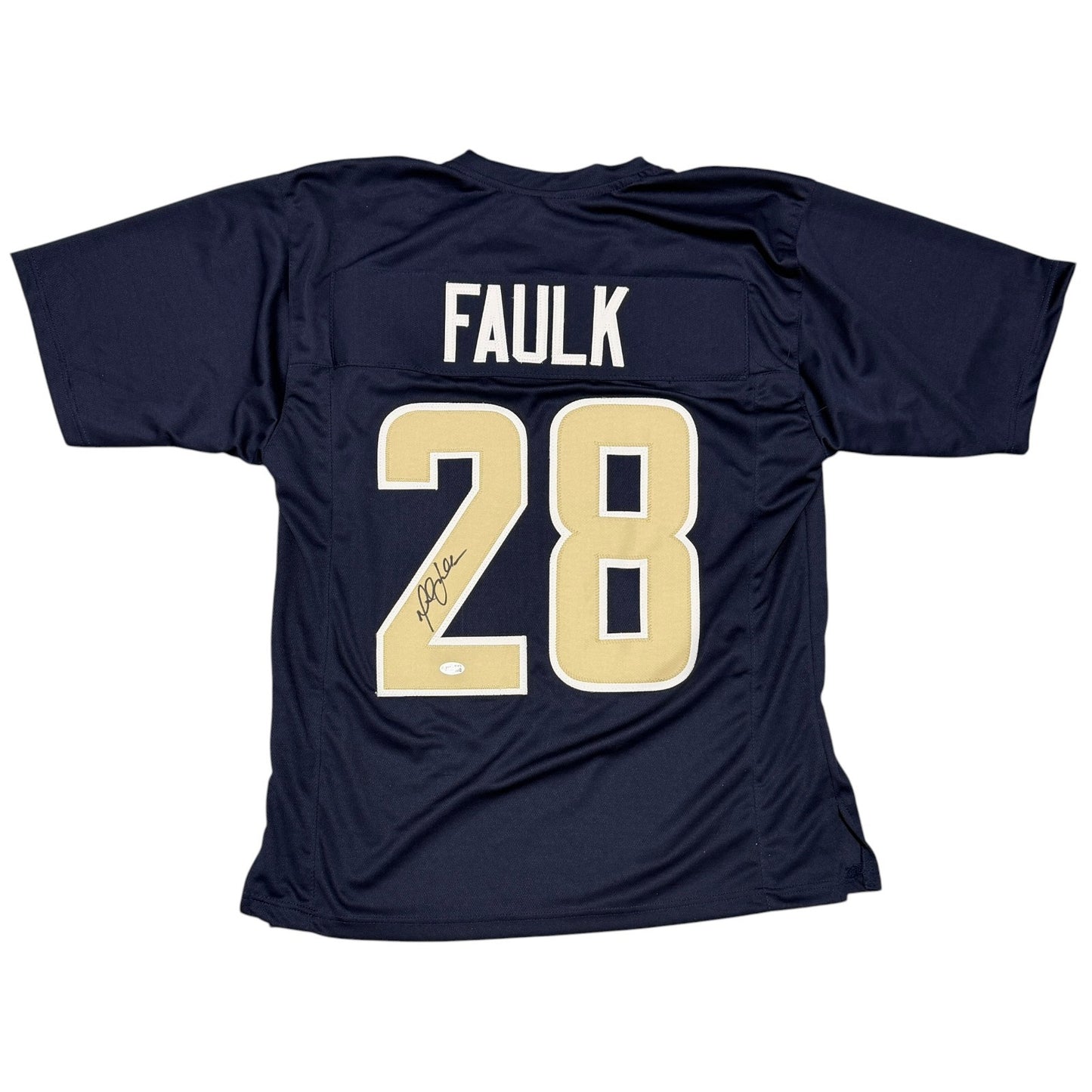 Marshall Faulk Autographed St. Louis Rams Custom Navy Jersey