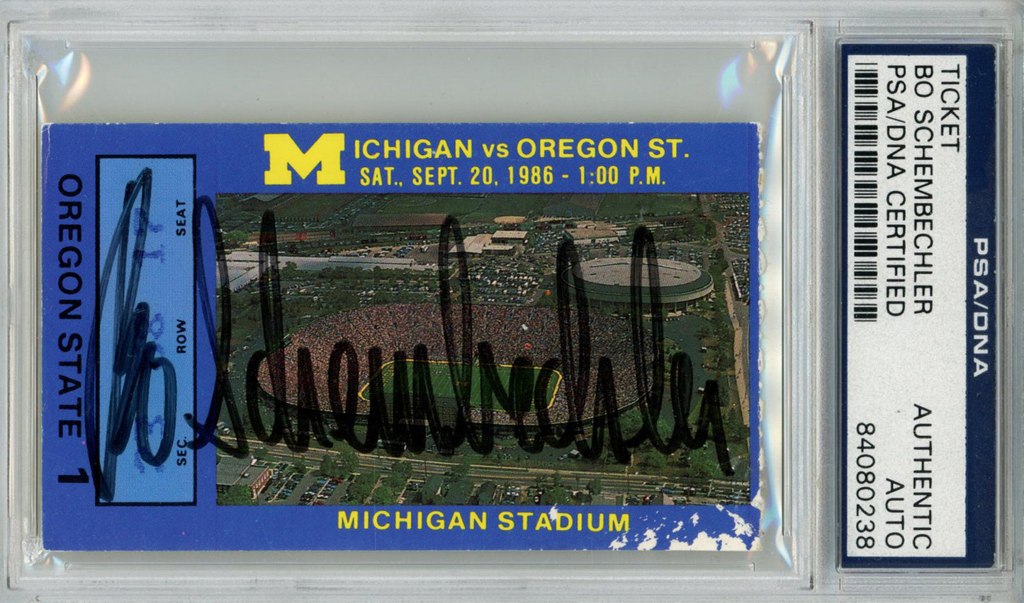 Bo Schembechler Signed Michigan vs Oregon State Ticket Stub PSA