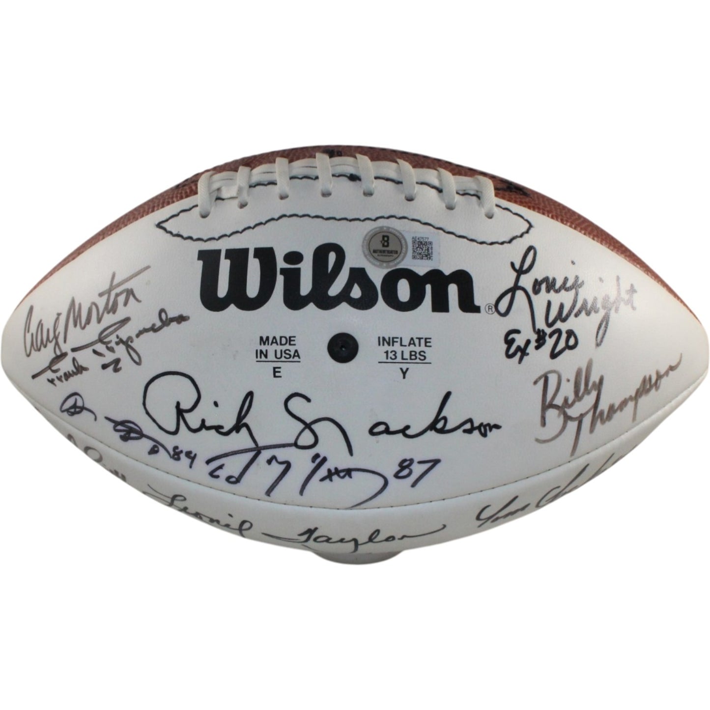 John Elway, Frank Tripucka & Ring of Honor Signed Broncos Logo Football