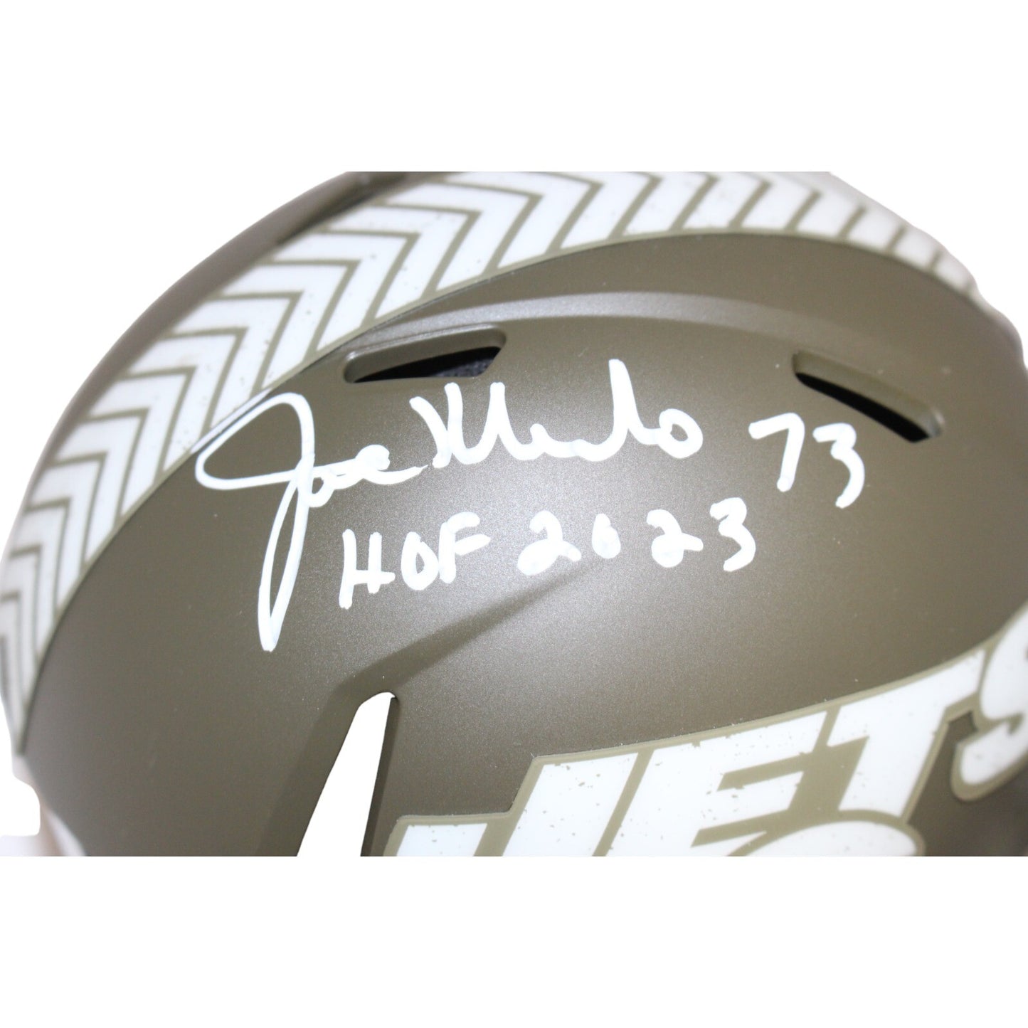 Joe Klecko Signed New York Jets Salute to Service Mini Helmet Beckett BAS
