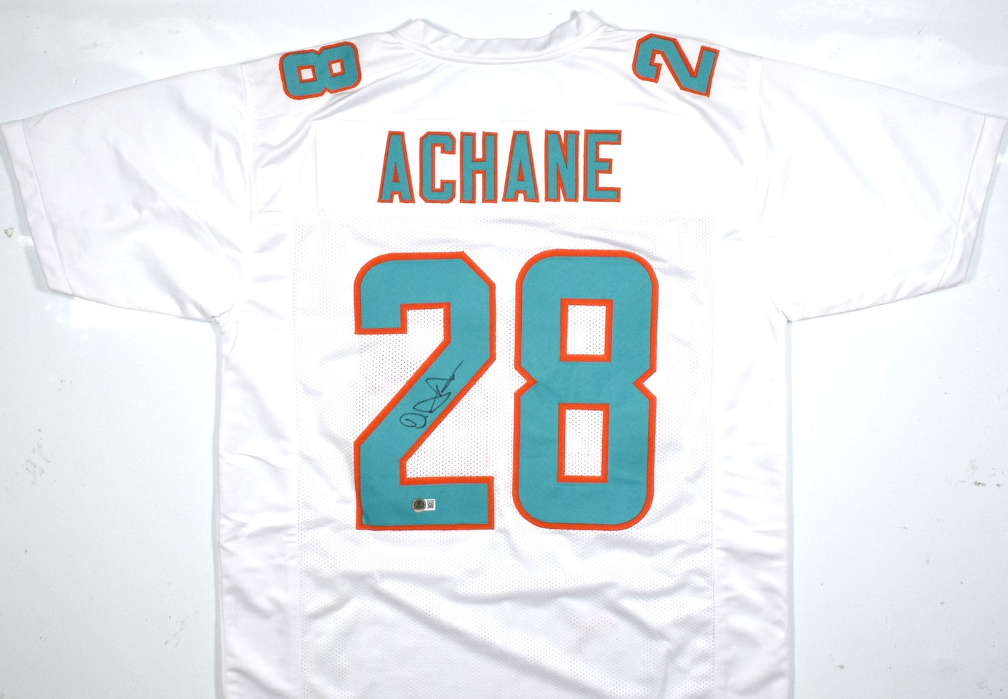 De'Von Achane Autographed White Custom Jersey