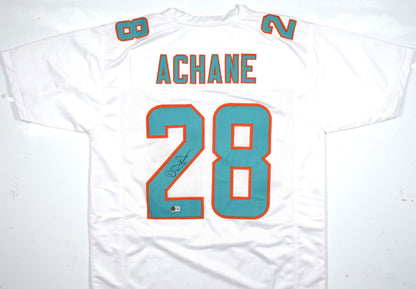 De'Von Achane Autographed White Custom Jersey