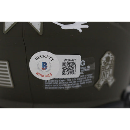 Michael Irvin Dallas Cowboys Signed Salute to Service Mini Helmet HOF '07