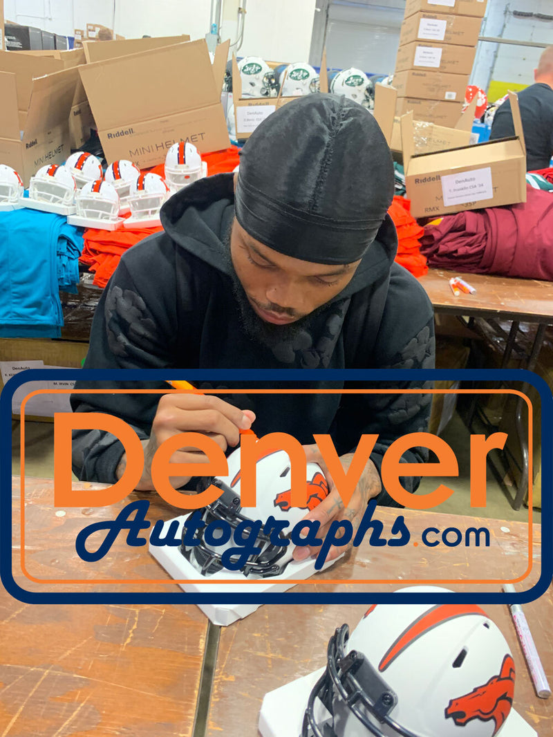 Troy Franklin Denver Broncos Autographed Lunar Mini Helmet