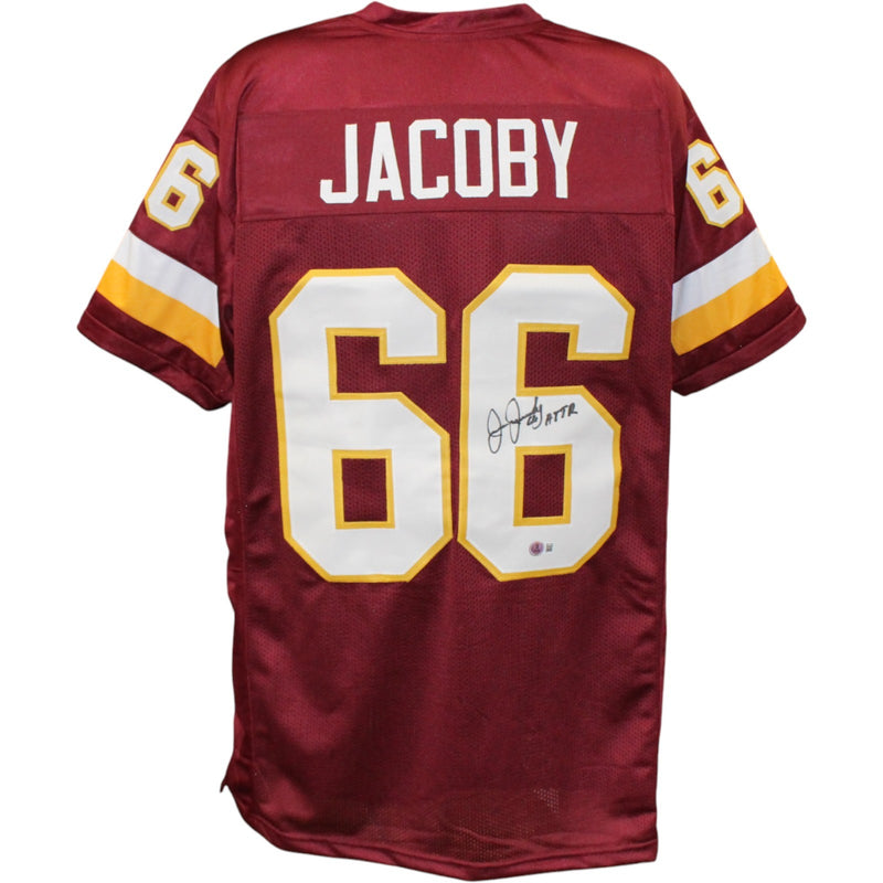 Joe Jacoby Signed Custom Red Football Jersey (HTTR Inscription)