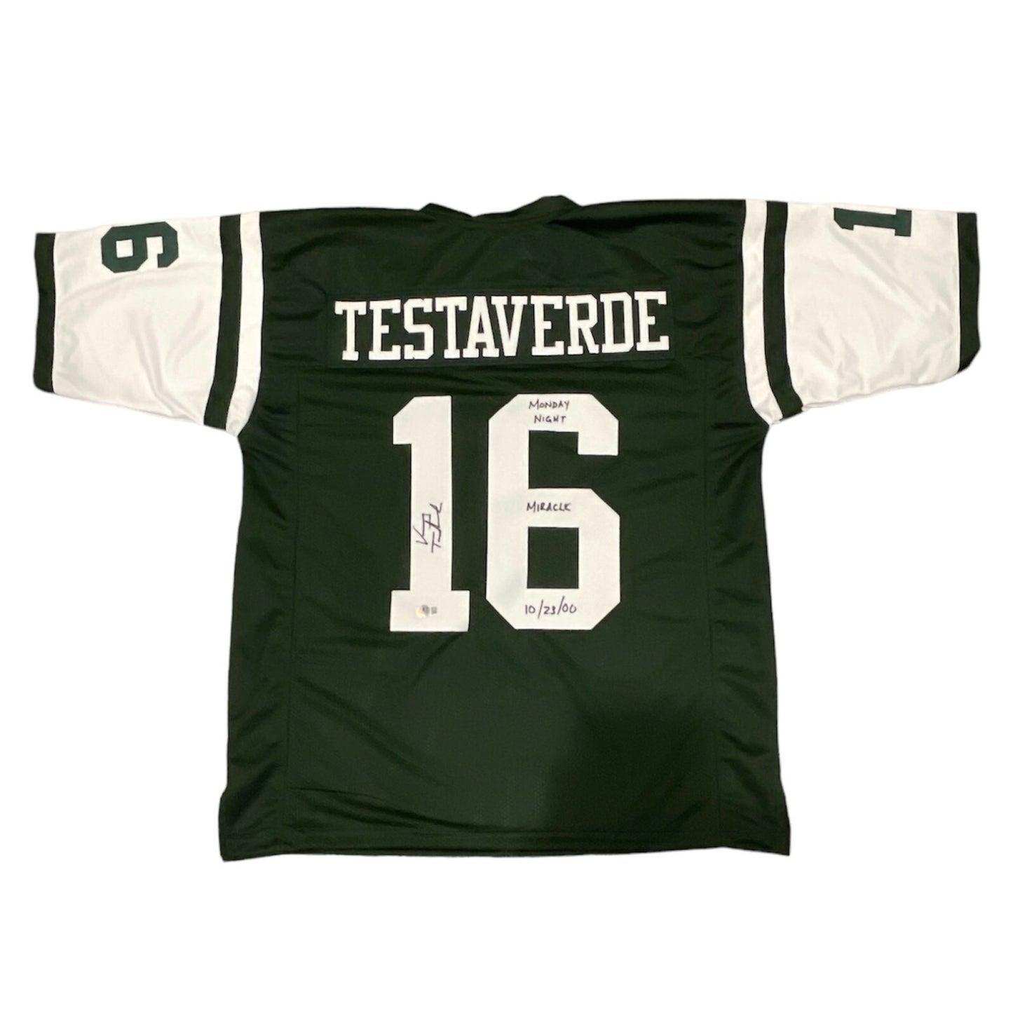 Vinny Testaverde Signed New York Jets Custom Jersey (Monday Miracle)