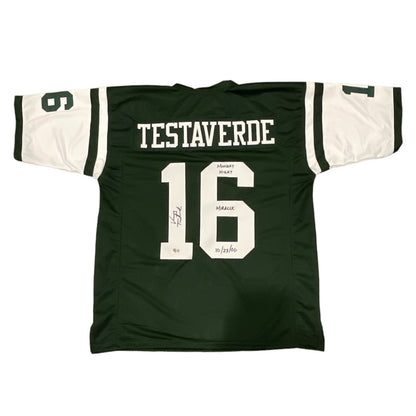 Vinny Testaverde Signed New York Jets Custom Jersey (Monday Miracle)