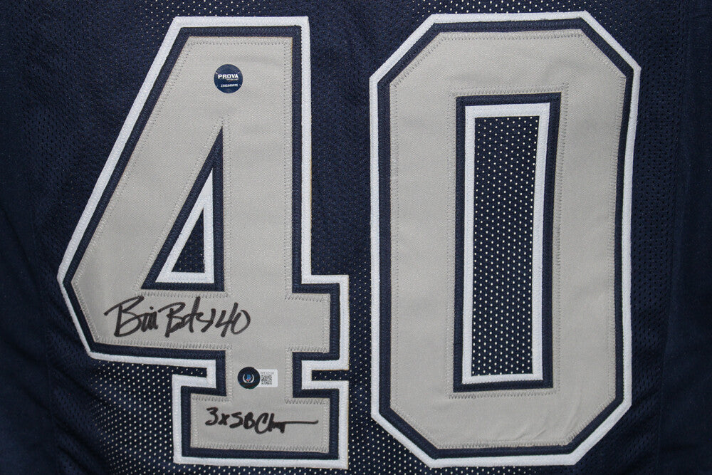 Bill Bates Signed Dallas Cowboys Custom Jersey 3x SB Champs Beckett
