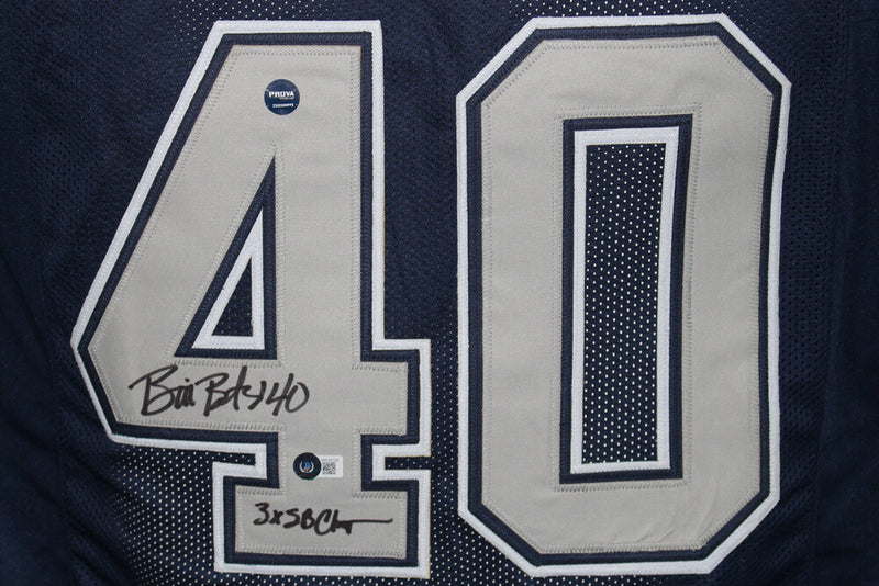 Bill Bates Signed Dallas Cowboys Custom Jersey 3x SB Champs Beckett