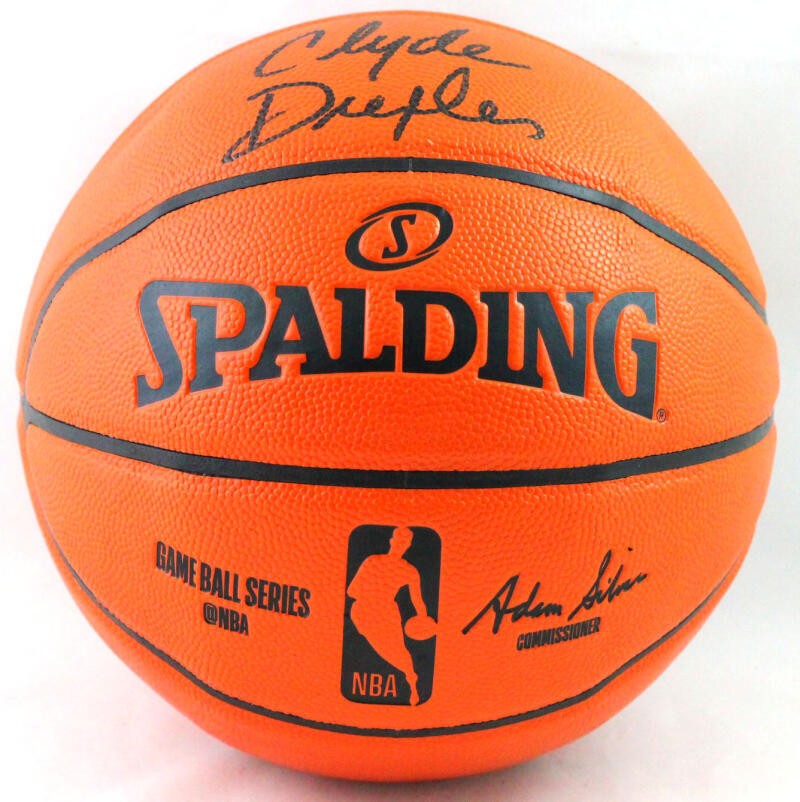 Clyde Drexler Autographed Spalding Black NBA Basketball