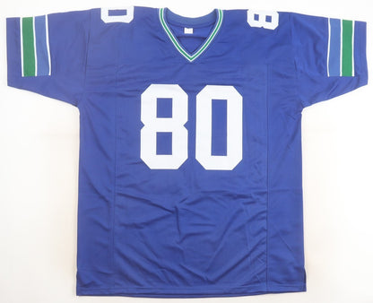 Steve Largent Signed Seattle Seahawks Custom Football Jersey (HOF 95)