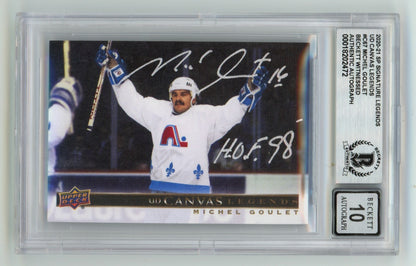 Michel Goulet Signed 2020-21 UD SP Signature Legends Card HOF 98 BGS 10