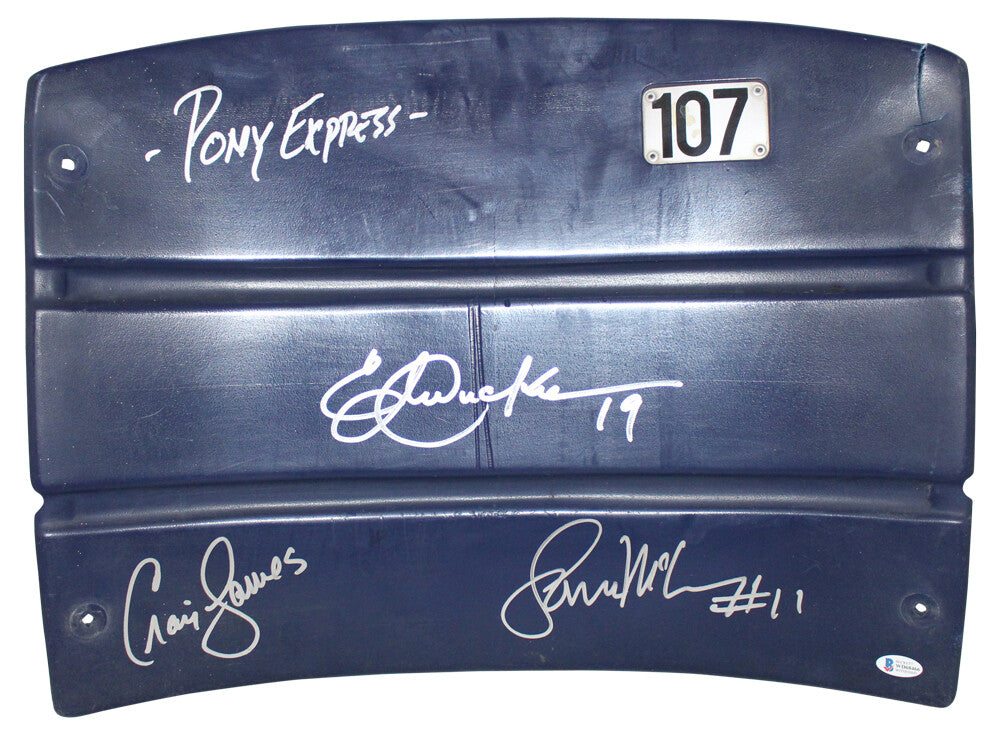 Dickerson, James & McIlhenny Signed SMU Mustangs "Pony Express" Seatback