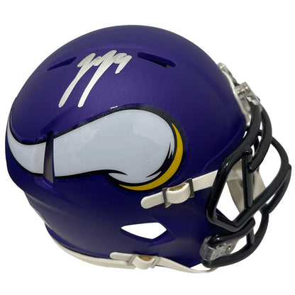 J.J. McCarthy Signed Minnesota Vikings Speed Mini Helmet (Beckett COA)