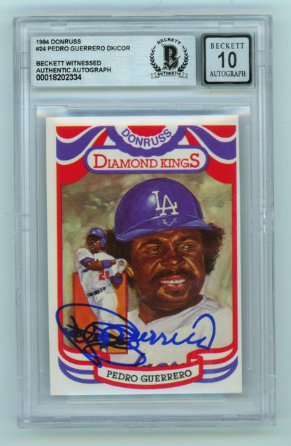 Pedro Guerrero Signed 1984 Donruss Diamond Kings Card (BGS 10 Auto)
