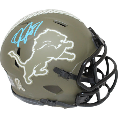 Calvin Johnson Autographed Detroit Lions 2022 Salute to Service Mini Helmet