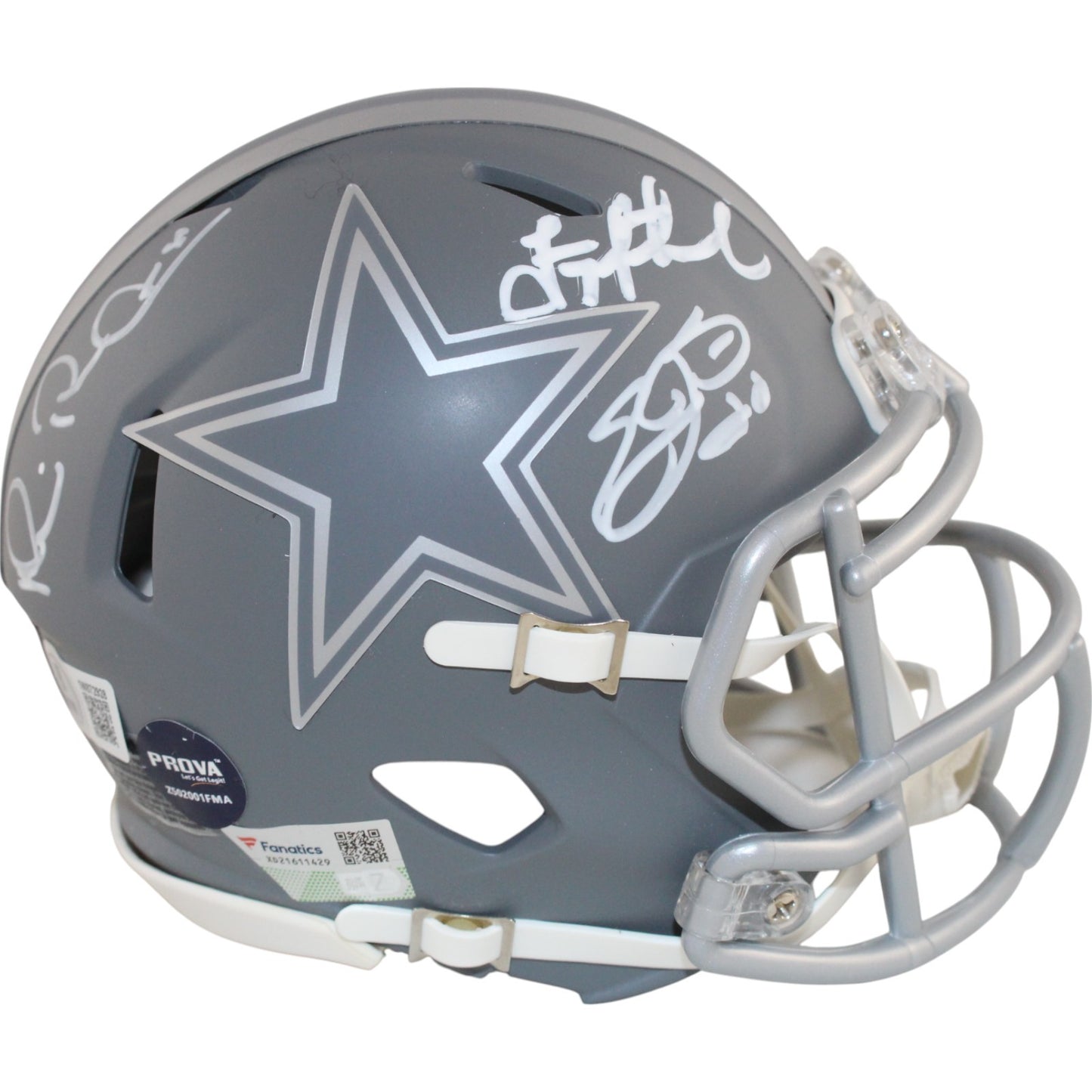 Troy Aikman, Emmitt Smith & Michael Irvin Signed Dallas Cowboys Slate Mini Helmet