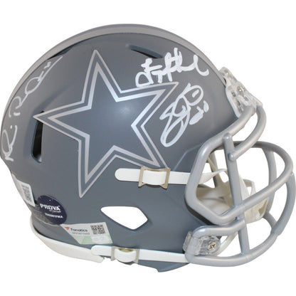 Troy Aikman, Emmitt Smith & Michael Irvin Signed Dallas Cowboys Slate Mini Helmet