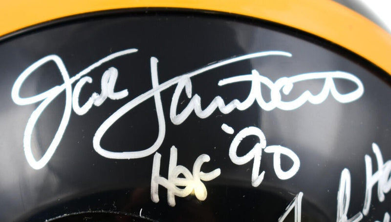 Jack Ham, Jack Lambert & Andy Russell Signed Steelers Throwback Mini Helmet