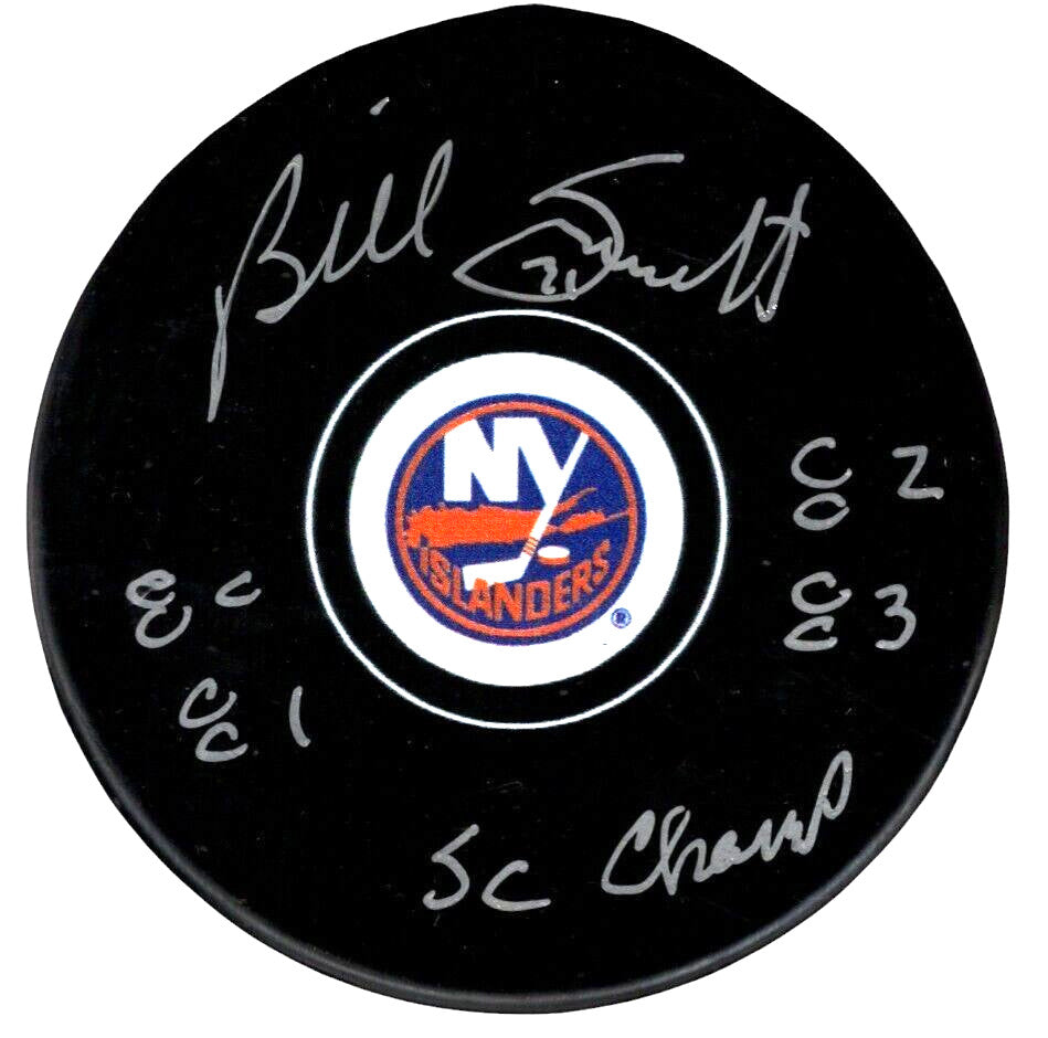 Billy Smith Signed New York Islanders Puck - 4x Stanley Cup Champ Inscribed