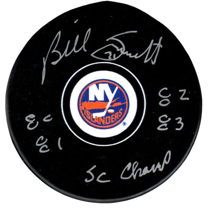 Billy Smith Signed New York Islanders Puck - 4x Stanley Cup Champ Inscribed